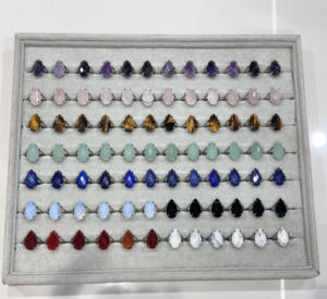 Anillo de Piedras Preciosas de Cristal en Oferta, Corte Diamante, Piedra Curativa, Joyería de Moda, Anillo Ajustable con Gemas Multicolores - Product Image 1