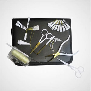 Professional Hair Extension Tools Kit with <b>Small</b> Stainless Steel Scissors Extension <b>Pliers</b> White Zipper Storage - Product Image 4
