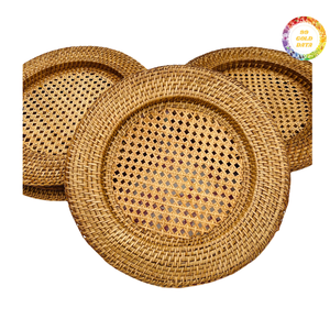 Rattan Charger <b>Plate</b> Handcrafted Handpainted Vintage Design Eco-Friendly <b>Disposable</b> Table <b>Plate</b> for Dining Decoration Wedding - Product Image 4