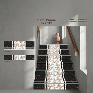 10mm/20mm Thick Matte Finish GVT Porcelain <b>Step</b> Riser Tiles 1000x300mm & 1000x200mm Non-Slip Outdoor Stair Treads for Export - Product Image 5