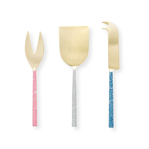 Artisan Handmade Gold-Plated <b>Cheese</b> <b>Knives</b> <b>Set</b> of 3 with Decorative Pastel Resin Handles Elegant Gift Box Packed Serving <b>Set</b> - Product Image 1