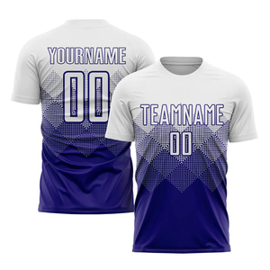 Custom White And Dark Purple Sublimation Soccer Jersey Ventilated Mesh Panel Inserts Teams Performance Style Set - Product Image 6