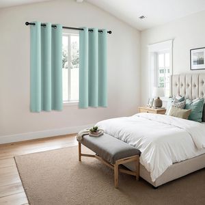 Tende Oscuranti Termoisolanti Aqua Solid con Occhielli, Lunghe 63 Pollici, Nere, per Camera da Letto e Soggiorno, 2 Pannelli, Tende Oscuranti per Ambienti - Product Image 5