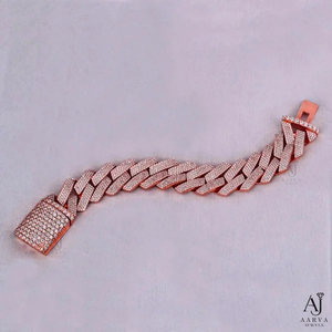 Pulsera de Cadena Cubana Iced Out de Plata de Ley 925 Chapada en Oro Rosa con Moissanita para Mujer, Regalo de Boda, Fiesta - Product Image 5