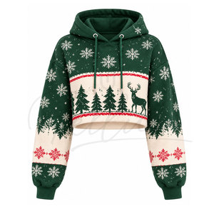 Hochwertige Maßgefertigte Design-Weihnachts-Damen-Winter-Hoodie Crop-Top-Hoodies OEM-Service Großhandelspreis Hoodie - Product Image 1