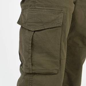 Men's Olive Green Canvas Cargo Pants Multiple Pockets Breathable Drawstring Closure Casual Elastic Waist Workwear Style - Product Image 5