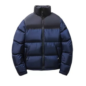 Blouson matelassé en coton respirant pour homme, rouge et noir, à blocs de couleur, col montant, fermeture éclair, coupe-vent, épais, décontracté pour l'hiver - Product Image 5