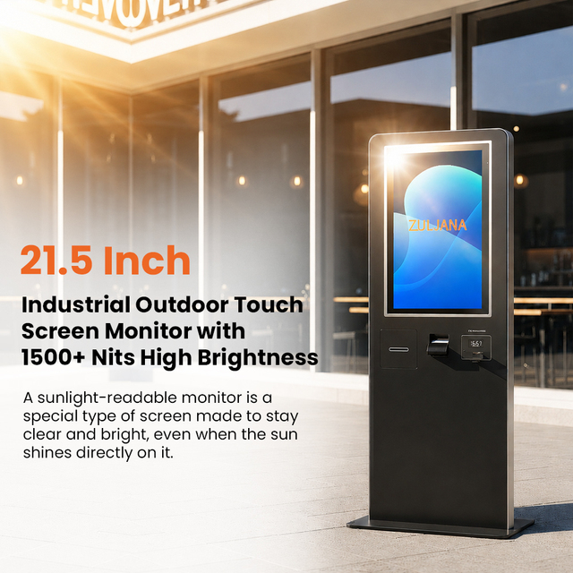 21.5" Fully Outdoor Sunlight Readable 1000+ Nits Outdoor Display High Brightness Anti Glare Industrial LCD Touch Screen