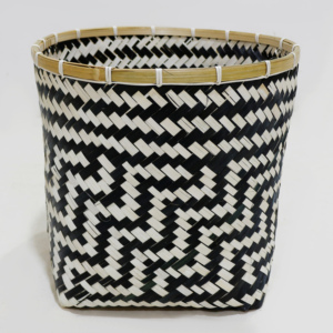 Juego de Cestas de Almacenamiento de Bambú, Ovaladas, Negras y Blancas, con Patrón Geométrico, Estilo Rústico, Ecológicas, Multifuncionales, para Organizar la Ropa - Product Image 6