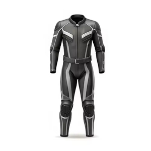 Traje de Motociclismo de Cuero PU de Manga Larga para Hombre, Negro y Gris, Resistente al Viento, Impermeable, Transpirable, para Todas las Estaciones - Product Image 2