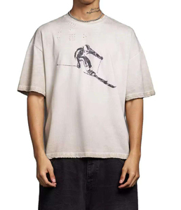 Camiseta de Corte Cuadrado de Primera Calidad para Hombre, Top Corto Moderno, Ropa Urbana, Logotipo Personalizado, Cuello Redondo, Lisa, Precio Económico - Product Image 1