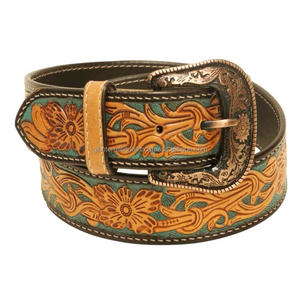 Cinturones de cuero occidental de piel de vaca auténtica de calidad superior, cinturón de vaquero de 38mm de ancho personalizado con hebilla de latón intercambiable - Product Image 4