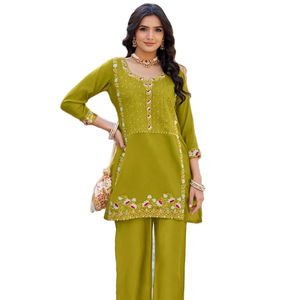 Premium Pure Rayon Casual Women's MALL Chanderi <b>Kurti</b> with Full Cotton Mall Inner Quick Dry - Product Image 1
