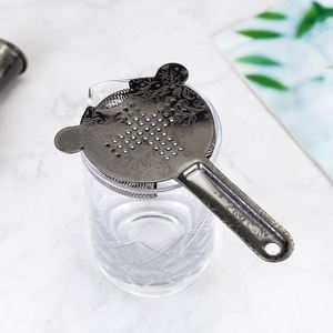 Passoire à cocktail Hawthorne en acier inoxydable 304 gravée de motifs floraux noirs, accessoires de bar pour barman - Product Image 2