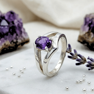 Amethyst <b>Ring</b> Handmade Sterling Silver Bezel Setting Natural Purple Oval Shape Gemstone <b>Boho</b> Jewelry Women's Jeweltech February - Product Image 3