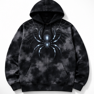 Sudadera con capucha unisex oversize gris lavado personalizado con gráfico de mariposa y cremallera de cuarto, de forro polar grueso, estilo streetwear - Product Image 3