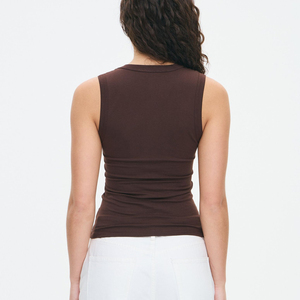 Women's Basic Stretch Vest Polyester/Cotton Jersey <b>Tops</b> Ribbed Breathable Sporty Scoop Neckline Sleeveless <b>Crop</b> Tank <b>Top</b> Short - Product Image 2