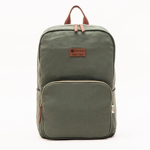 GRS cotton green <b>simple</b> computer <b>backpack</b> canvas casual <b>backpack</b> with genuine leather logo - Product Image 4