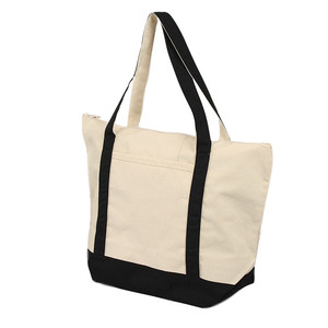 Grand sac fourre-tout en toile avec bandoulières et base rouges, sac de shopping réutilisable - Product Image 4