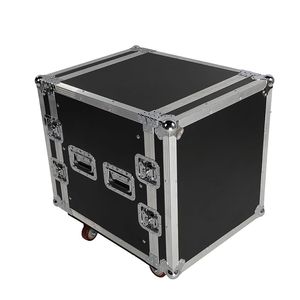 Armadio per Attrezzature DJ a Singolo Strato 12U con Doppia Porta, 19 Pollici, Nero e Argento, per Sistemi di Attrezzature da Palco - Product Image 1