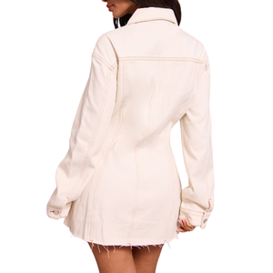 เดรสยีนส์ลำลองแบบเรียบง่ายสำหรับผู้หญิง ผ้าเนื้อนุ่มสบาย ซักง่าย ขายส่ง ปรับแต่งได้ มีตัวอย่างฟรี คุณภาพดีที่สุด - Product Image 5