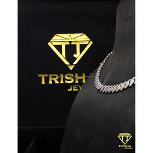 Chaîne cubaine tendance haut de gamme sertie de diamants VVS cultivés en laboratoire en argent sterling 925 par Trisha Jewels - Product Image 4