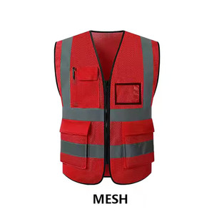 Chaleco de seguridad reflectante de alta visibilidad al por mayor, 100% poliéster, tejido y malla, cómodo, ropa de trabajo, chaleco de seguridad negro - Product Image 4