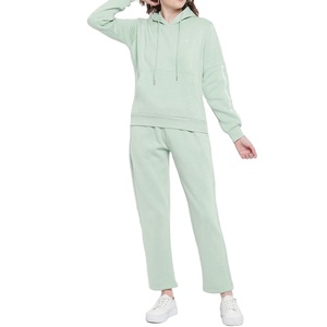 2025 nuevo otoño conjunto de chándal de dos piezas para mujer conjunto de Jogger de dos piezas sólido conjunto de pantalones con capucha con logotipo personalizado - Product Image 1