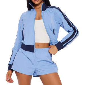 Conjunto deportivo de alto rendimiento con pantalones de cintura ajustable, conjunto cortavientos para mujer para un estilo de vida activo, conjunto de 2 piezas. - Product Image 1