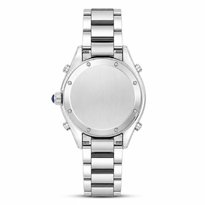Montre de luxe unisexe avec bracelet en acier inoxydable serti de diamants, cadran analogique, verre saphir, boîtier rond de 44 mm, fermoir déployant - Product Image 6