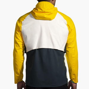 Chaqueta de running ecológica de tela reciclada para hombre, ropa deportiva sostenible, transpirable, cortavientos para correr, blanca y amarilla - Product Image 3