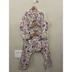 Conjunto de Pijama de Verano para Mujer, 100% Algodón, Elegante, Estampado Floral, Suave, Transpirable, Tejido de Punto, Cintura Elástica, Tres Piezas - Product Image 6