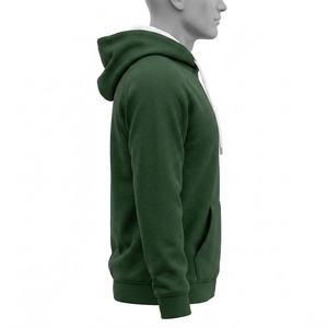 Sweat-shirt à capuche vert pour homme, coupe classique, en molleton de coton, décontracté, avec poche avant, pour l'automne - Product Image 3