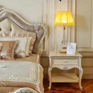 Hot Sale Luxury European Classic White Bedroom Set Carved Mahogany Bed Frame Elegant Furniture for Hotel Villa High Quality - Product Image 4