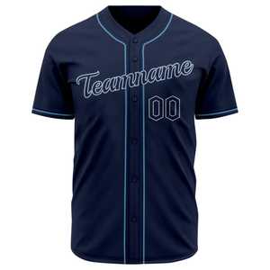 Camiseta de Béisbol Azul Marino para Hombre, Manga Corta, Cuello en V, Botones al Frente, Impresión del Nombre del Equipo, Ropa Deportiva de Poliéster que Absorbe la Humedad - Product Image 1