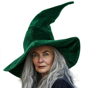 Chapeau de Sorcière Adulte pour Halloween, Noir, Vert, Violet, Rose, Gris, en Velours, Unisexe, Chapeau de Fête 56-58CM, Couleur Unie, Style Personnage - Product Image 6