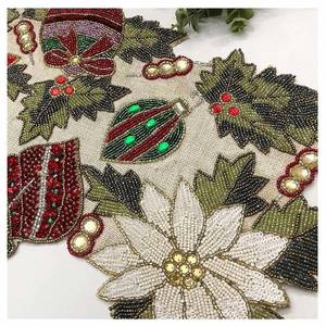 High Quality Handmade Floral Christmas <b>Table</b> Runner Beaded Fall Runner for Dining <b>Table</b> Perfect for Halloween Christmas & Easter - Product Image 2