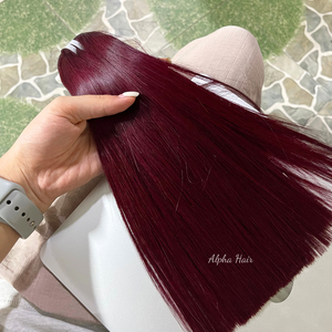 Extensiones de cabello liso de hueso de vino de 18 pulgadas de doble dibujado, Color de pelo de tendencia caliente, mechones de pelo de trama doble, envío instantáneo - Product Image 6