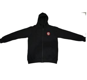 แจ็คเก็ตผ้าฝ้าย100% มีฮู้ดสำหรับผู้ชายสีดำล้วนมีซิปรูด320 GSM สำหรับฤดูใบไม้ร่วง - Product Image 2