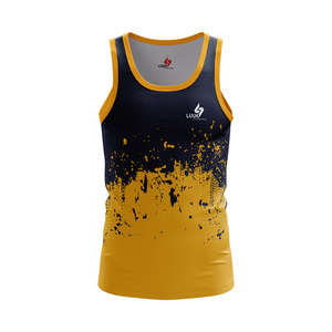 Débardeurs de sport personnalisés pour hommes, de haute qualité, entièrement imprimés, à col rond, séchage rapide, vêtements de sport, 100% coton tricoté, décontractés - Product Image 5