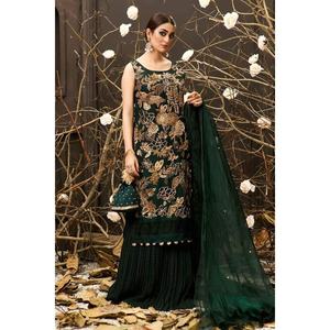 Robe de soirée en soie, en Organza doré, de styliste indien, vente populaire, 2023 - Product Image 3