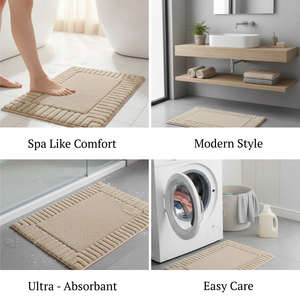 Tapis de bain à poils longs imprimé animal, robuste, avec dos antidérapant en caoutchouc |   Tapis de sol de salle de bain épais et doux 100% coton pour la maison, la douche, usage quotidien - Product Image 4