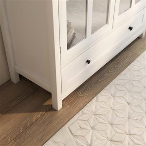 Credenza Ecologica con Doppia Porta in Vetro, Maniglia Unica a Campana, Mobile Buffet per Soggiorno e Sala da Pranzo - Product Image 4