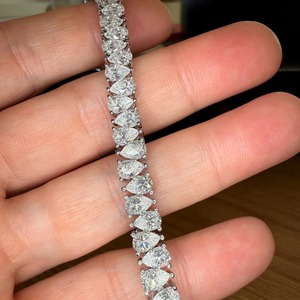 Bracelet tennis en argent 925 plaqué or avec moissanite, forme poire, serti griffe, style hip-hop, 15g, unisexe, cadeau de mariage - Product Image 6