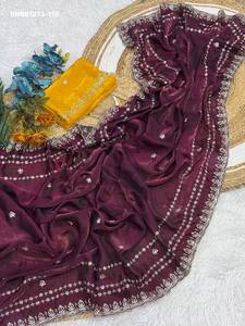 Premium Collection Space Silk with Zari & Sequin Embroidered <b>Saree</b>-<b>Blouse</b> Set Collection Online Shopping India <b>Saree</b> Love - Product Image 4