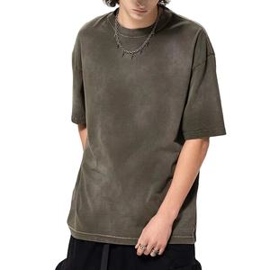 Vêtements de rue lavage à l'acide hommes vêtements coton lourd lavage à l'acide t-shirts été unisexe Vintage en gros tenue décontracté personnalisé - Product Image 2