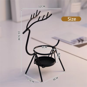 Moderno Portavelas de Metal Negro con Forma de Reno, Decoración de Mesa Adorable, Perfecto para el Hogar, Festivales y como Regalo. - Product Image 3