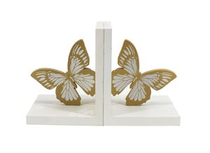 Modern Butterfly Paper Bookends 2pcs Decorative <b>Book</b> Holders Gold <b>White</b> for Adults Home Office Art Display - Product Image 2