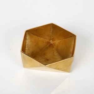 Most Demanded Modern Geometric Metal Bowl Handmade Polished Finish Decorative Serving Dish Gold Tone - Product Image 3