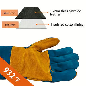 Guantes de soldadura de cuero protectores hasta la muñeca, guantes de seguridad TIG/MIG con pantalla táctil para uso en exteriores, guantes de soldadura en venta - Product Image 3